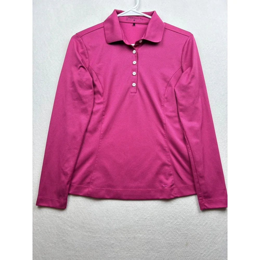 Nike Polo Womens S Long Sleeve Dri-FIT Performance Golfcore Athletic‎
